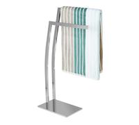 Relaxdays WIMEDO Corner Towel Rack, Size: 80 x 32 x 20 cm Stainless Steel Free-Standing Towel Stand with 2 Rails, Silver