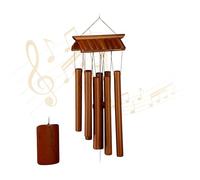 Relaxdays Wind Bamboo, Sound Chimes Temple Design, Hanging Decor for Outdoors & Indoors, HxW: 62 x 15 cm, Brown