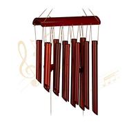 Relaxdays Wind Chime Bamboo, Calm Sound Chimes with 12 Tubes, Hanging Decor Outdoors & Indoors, HxW: 60 x 21 cm, Brown