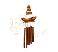 Relaxdays Wind Bamboo, Sound Chimes Sailboat Design, Hanging Decor Outdoors & Indoors, HWD: 72 x 20 x 6 cm, Brown