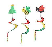 Relaxdays Wind Spinner Spiral, Set of 3, Animal Motif, Decoration for Outdoors, Hanging, Multicolour