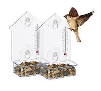 Relaxdays Window Bird Feeder with Thermometer