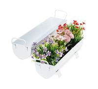 Relaxdays Window Box Gutter, Planter Garden & indoors, Set Of 2 Metal Tubs For Plants, Zinc Look, White, Iron, 16.5 x 61 x 14 cm