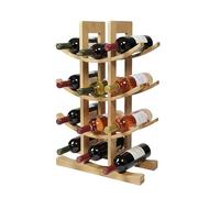 Relaxdays wine rack, 12 bottles, bamboo, HWD 41 x 30 x 14.5 cm, for red & white wine, natural
