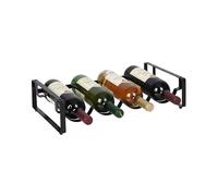 Relaxdays wine rack, 4-bottle, stackable, HxWxD: 9.5 x 40 x 20 cm, for red & white wine, iron, black