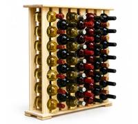Relaxdays Wine Rack, 46 bottles, pine, 76 x 76 x 19 cm, natural finish