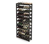 Relaxdays Wine Rack, 77 Bottles, Walnut Wood, 166 x 72.5 x 25 cm, Wine Holder for Red and White Wine, Bottle Rack, Black