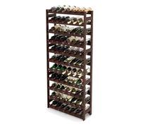 Relaxdays wine rack, 77 bottles, walnut wood, 166x72.5x25 cm, for red & white wine, dark brown