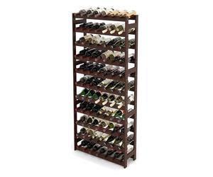 Relaxdays wine rack, 77 bottles, walnut wood, 166x72.5x25 cm, for red & white wine, dark brown
