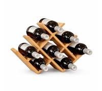 Relaxdays wine rack, 8 bottles, bamboo, HxWxD: 29 x 42.5 x 10 cm, holder for red & white wine, bottle rack, natural