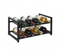 Relaxdays wine rack, 8 bottles, iron, H x W x D: 21.5x42.5x24.5 cm, for red & white wine, black
