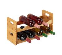 Wine rack Wooden Bottle Stand 2 Tiers Natural Finish Compact Wine Holder