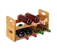 Wine rack Wooden Bottle Stand 2 Tiers Natural Finish Compact Wine Holder
