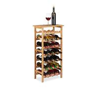 Relaxdays Wine Rack, Drink Rack for 28 Bottles, H x W x D: 94 x 47 x 29 cm, Bamboo, Natural