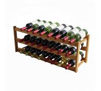 Relaxdays Wine Rack for 24 Bottles, Walnut, HWD: 28 x 78 x 21 cm, Holds Red & White Wine, Natural Style