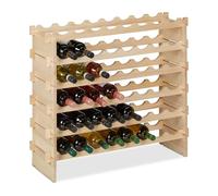 Relaxdays Wine Rack, for 48 Bottles, Stackable Shelf for Beverages, Bar, HWD: 73 x 82 x 25 cm, Expandable, Wood, Natural