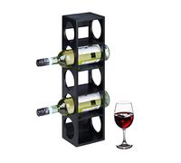 Relaxdays Wine Rack for 5, Bamboo, HWD: 53 x 14 x 12 cm, Home, Kitchen & Bar, Free-Standing Bottle Holder, Black