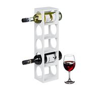 Relaxdays Wine Rack for 5, Bamboo, HWD: 53 x 14 x 12 cm, Home, Kitchen & Bar, Free-Standing Bottle Holder, White