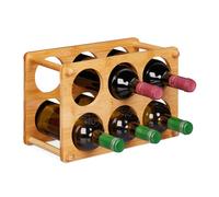 Relaxdays Bamboo Wine Rack, 6 Bottles Capacity, Arch-Shape, Table Stand, H x W x D 21 x 32 x 18.5 cm, Natural