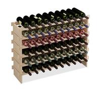 Relaxdays Wine Rack, for 60 Bottles, Stackable, HWD: 73x103x25 cm, Extendable, Horizontal Storage, Pine Wood, Natural