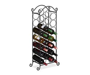 Relaxdays Wine Rack, Holds 21 Bottles, H x W x D: 88 x 33 x 20 cm, Iron, Black