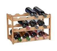Relaxdays Wine Rack, Horizontal Storage for 12 Bottles, Bamboo, HxWxD: 30 x 45 x 23.5 cm, Home, Kitchen & Bar, Natural