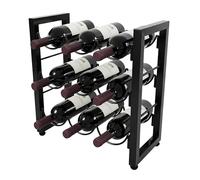 Relaxdays Wine Rack, Metal, Holds 9 Bottles, Standing, Kitchen & Bar, Black, 36 x 35 x 17 cm