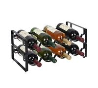 Relaxdays Wine Rack Set, 8-bottle stackable, 19x40x20 cm, Red & White Wine, Black