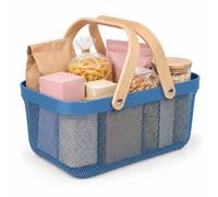 Relaxdays wire basket with handle, square, choice of colours | Metal & Wood Storage Basket, Kitchen, Bathroom and Living Room Utensil Basket