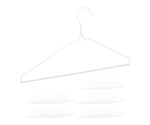 Relaxdays Wire Coat Hangers Set of 50, Compact Clothes Holders, Rail for Pants and Skirts, White
