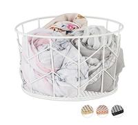Relaxdays Wire Mesh Basket, Round Vintage Fruit Bowl, Decorative, Kitchen Accessory, Storage, Metal, ∅ 22 cm, White, Iron, 13 x 21.5 x 21.5cm
