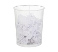 Relaxdays Wastebasket, Wastepaper, Office & Home, Round, Wire Mesh, Paper Bin, Metal, H x D: 35 x 29.5 cm, White, Steel