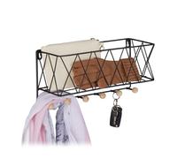 Relaxdays Wired Wall Shelf with Hook Rail