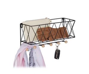 Relaxdays Wired Wall Shelf with Hook Rail