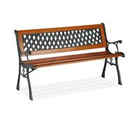 Relaxdays Wood & Cast Iron Garden Bench