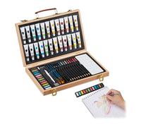 Relaxdays Wooden Art Case 56-Piece