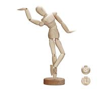 Relaxdays Wooden Artists’ Mannequin for Drawing and Crafting, Articulate with Stand, Model, 21.5 cm Tall, Natural