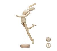 Relaxdays Wooden Artists’ Mannequin for Drawing and Crafting, Articulate with Stand, Model, 32.5 cm Tall, Natural, Brown, 32.5 x 7.5 x 7 cm