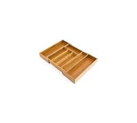 Relaxdays Wooden Bamboo Cutlery Tray, 33,5x29-48x5 cm, Large Drawer Organizer, Kitchen Drawer Insert, 5 to 7 Compartments, Adjustable, Natural Brown