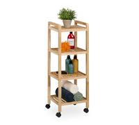 Relaxdays Wooden Bathroom Storage Shelf on Wheels