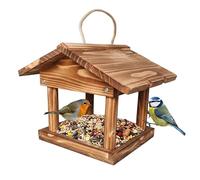 Relaxdays Wooden Bird Feeder, Hanging Garden & Balcony, Fir Wood, 22x26x22 cm Flamed Finish