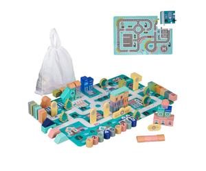Relaxdays Wooden Block Set with City Design