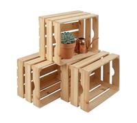 Relaxdays Wooden Box Set of 3, Vintage Storage Boxes, 25x40x30 cm, natural