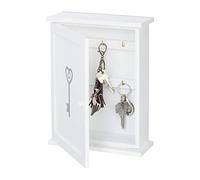 Relaxdays Wooden Cabinet, Motif, Country House Style, to Hang Up, Key Box HxWxD 29 x 22 x 8 cm, White, Fibreboard