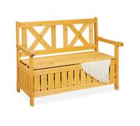 Relaxdays Wooden garden bench with storage