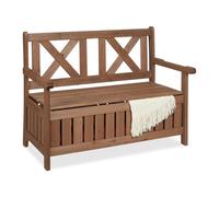 Relaxdays Wooden garden bench with storage