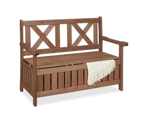 Relaxdays Wooden garden bench with storage