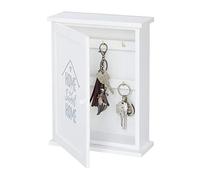 Relaxdays Wooden Cabinet, Sweet Home Motif, Country House Style, Hang Up, Key Case HxWxD 29 x 22 x 8 cm, White, Fibreboard