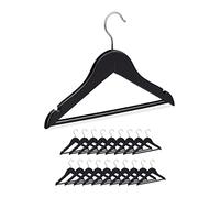 Relaxdays Wooden Kids’ Coat Hanger Set of 20, Pants Holders for Boys & Girls, Swivel Hooks, Pants Rail & Notches, Black