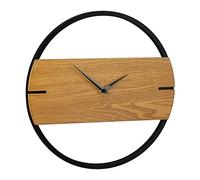 Relaxdays Wooden-Look Wall Clock, Engineered Wood Metal, Brown/Black, 30 cm
